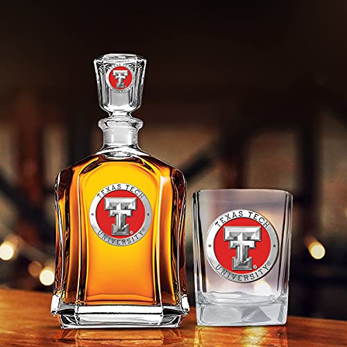 Heritage Pewter Texas Tech Square Shot Glass | Hand-Sculpted 1.5 Ounce Shot Glass | Intricately Crafted Metal Pewter Alma Mater Inlay #TOP5