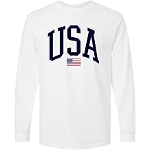 USA Flag Long Sleeve Shirt 4th July Patriotic Tee