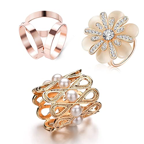 3 Pièces Femme Fille Mode Écharpe Clip, Bague Foulard Clip Foulard en Soie Moderne et Simple, Bijoux Élégants pour Dames Cover