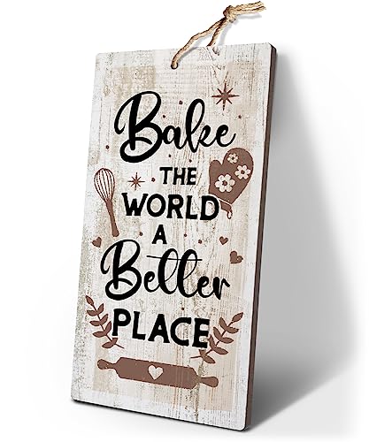 YZEXEZY Baking Sign for Kitchen-Bake the World a Better Place ...