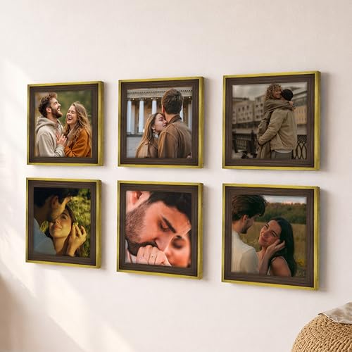 Image of Art Street Luxury Photo Frame for living room, Modern Step Design Photo Frames for Photograph, Art Work, Kids Room Set of 6 (10x10 Inch, Gold)