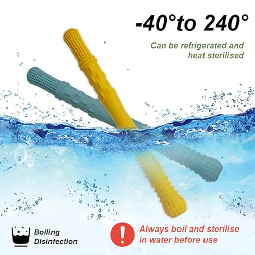 Image of Teether for Baby,Teething Sticks for Babies,3 PCS Silicone Tubes Teethers for 6 to 12 Months,Food Grade Silicone,Infant Teething Relief Chew Tubes Toddler Teething Straws Baby Gifts
