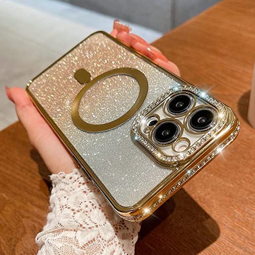 Coque transparente magnétique iPhone 13 Pro Max anti-rayures à paillettes