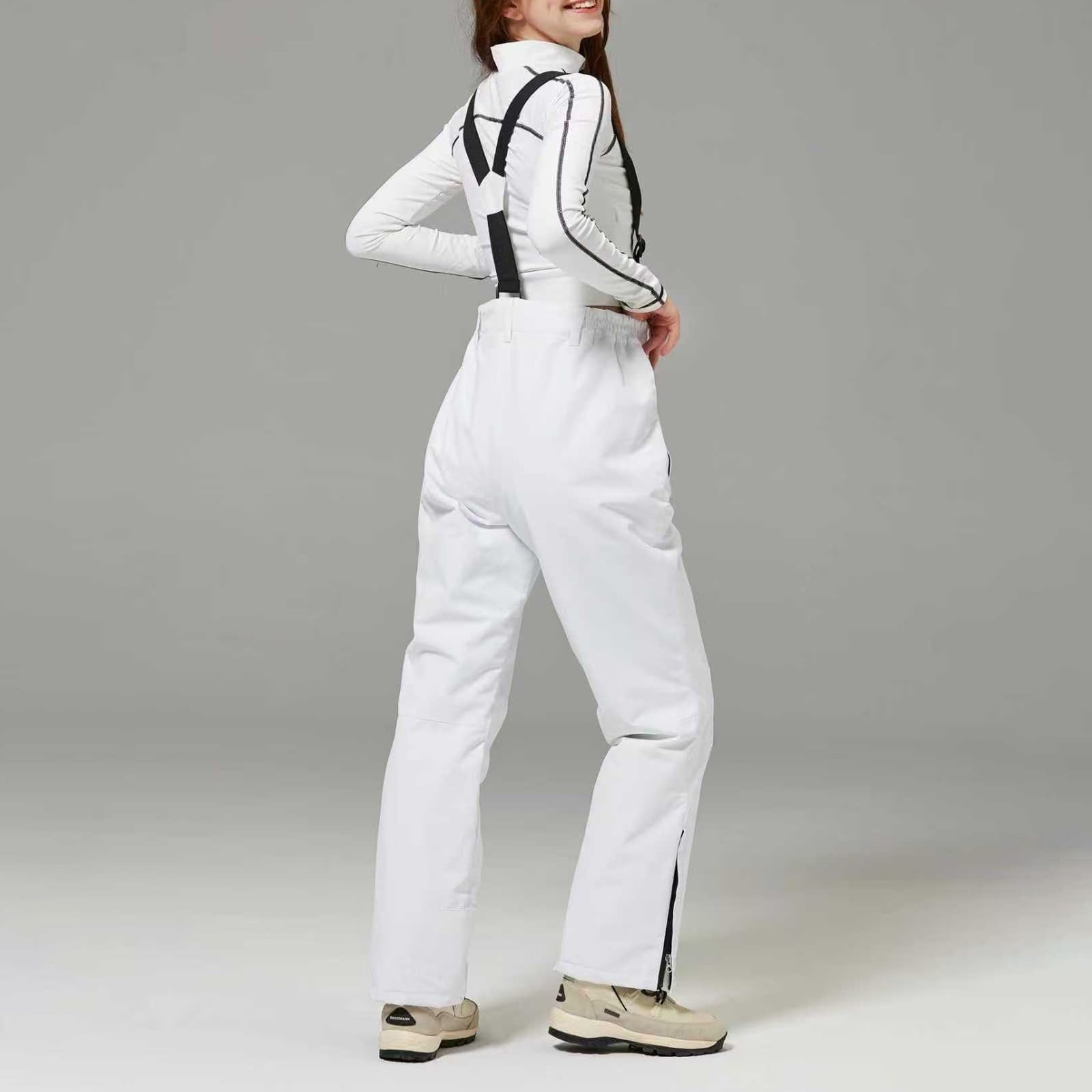 Générique Pantaloni da sci da uomo e donna, impermeabili, tuta da neve calda con spalline regolabili, tuta tinta unita, pantaloni da snowboard da uomo, comodi per pattinaggio all'aperto