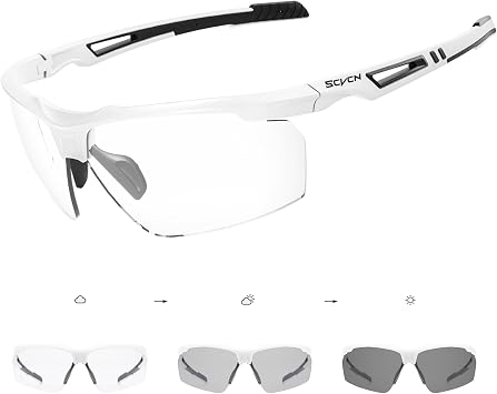 SCVCN Photochromic Cycling Glasses for Men Women Clear to Grey MTB S86