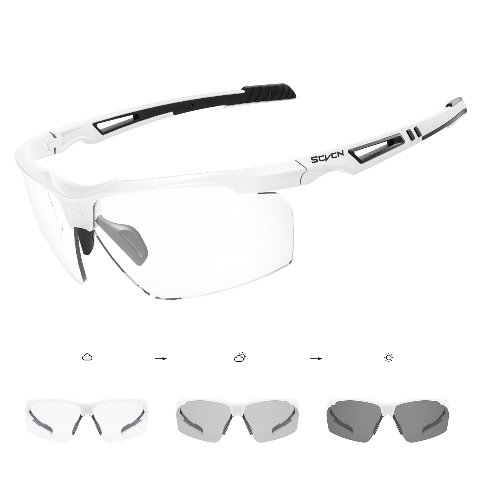 SCVCN Fotocromáticas Gafas de Ciclismo Deportivas Mujeres Hombres Transparente MTB Bicicleta Running