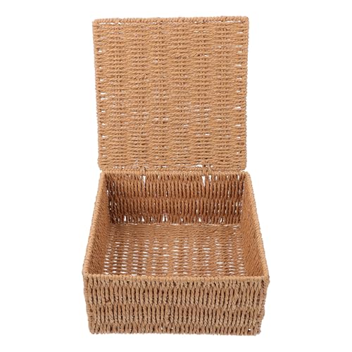 ROMISBABA Caja de Almacenamiento Tipo Concha Tapa para Escritorio Cesta Multifuncional de Escritorio en Color Beige Organizador de Hogar para Snacks y Frutas Cesta Multiusos para