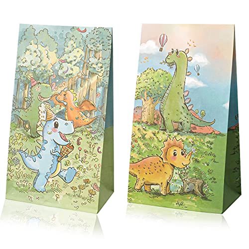 12Pcs Dinosaurios Bolsas de Caramelos Bolsas de Regalos para Niños Dino Tema de la Fiesta Suministros Cover