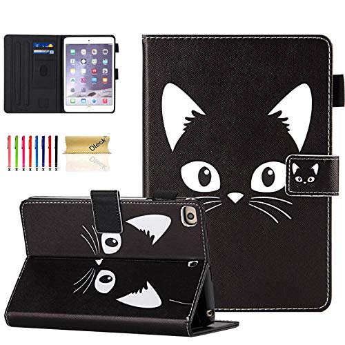 iPad Mini Case, iPad Mini 2 3 4 5 Case, Dteck Slim Folio Stand Premium PU Leather Wallet Cover with Auto Wake/Sleep Smart for iPad Mini 5th Generation/Mini 4/Mini 3/Mini 2/Mini 1, Black Cat