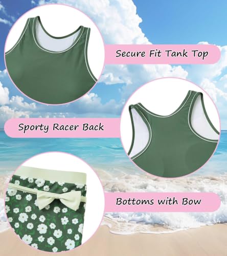 Image of Belovecol Girls Swimsuits 2Pcs Tankini Bathing Suit 4-16Y Bra Pads for 12Y+