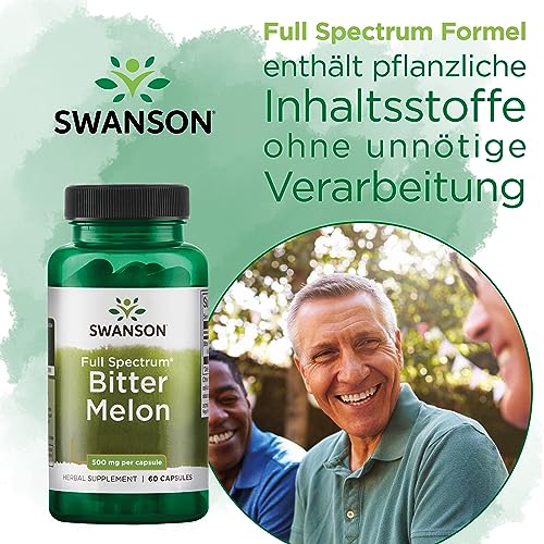Swanson, Bitter Melon, 60 glutenfreie Kapseln, 500mg Bittermelone-Frucht je Dosis, Sojafrei, GMO frei, Geschmacksneutral