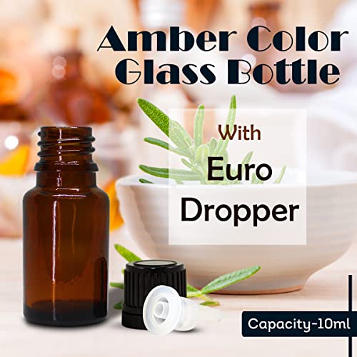 Image of nsb herbals 10 ML Amber Round Empty Glass Bottle + Euro Dropper + Black Cap, Refillable, Leak Proof For Essential Oils, DIY Perfumes (Pack of 24)