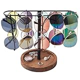 BDBDYEAY Sunglass Organizer, Multiple Glasses Holder Stand for Men and Women, Wood Eyeglass Holder Rack, Metal Sunglasses Organizer Storage for dresser, desk, bedroom, nightstand