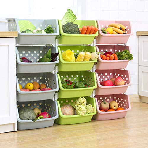 Frutas estante de almacenamiento apilable de un piso hueco con colador integrado 7