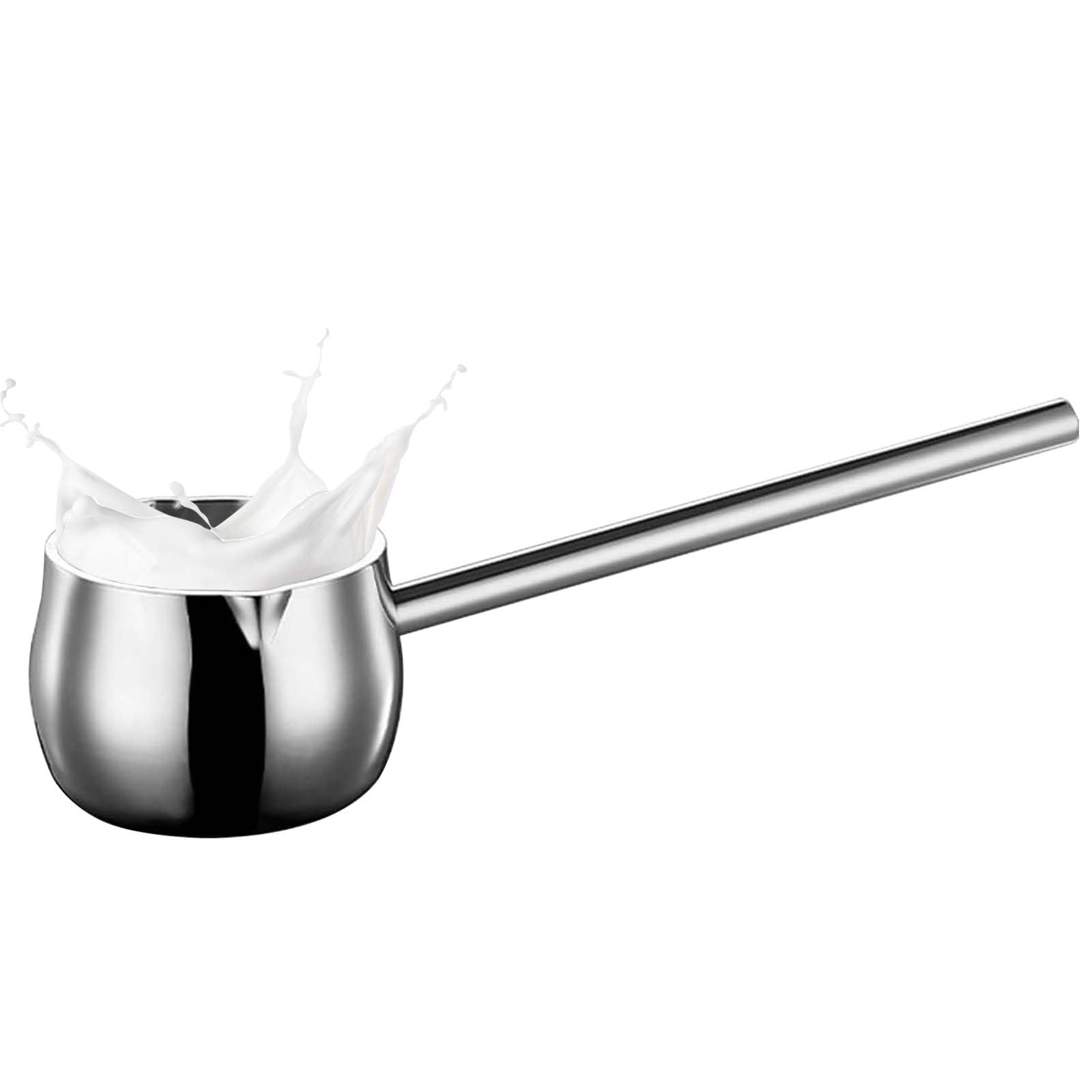 Mini casserole à lait avec poignée longue - 300 ml - Chauffe-beurre avec bec verseur - En acier inoxydable - Pour induction, lait, sauce, chocolat, beurre