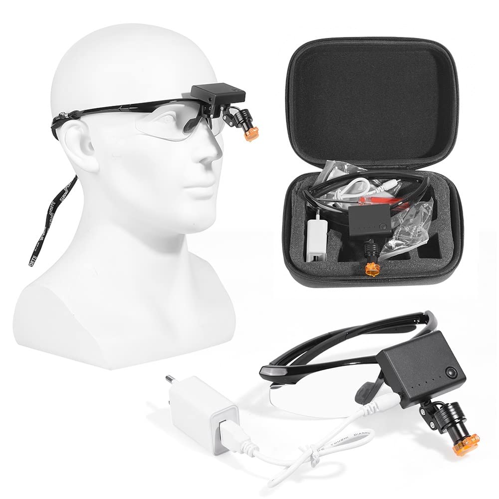 TEPTOARCH 5W LED Headlamp and Eyeglasses Integrated 2 in 1 Black Head Light with Optical Filter Clip