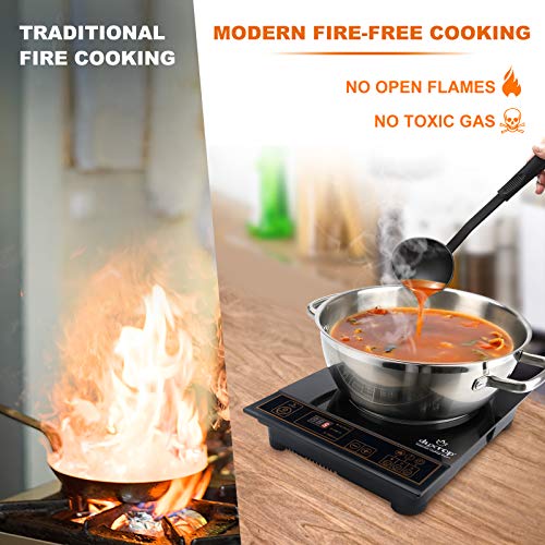 Duxtop 1800W Portable Induction Cooktop, Countertop Burner Included 5.7 Quarts Professional Stainless Steel Cooking Pot With Lid, Heavy Impact-Bonded Bottom #TOP3
