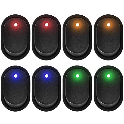 AutoEC 8 Interruptores Coche 12V 20A, Interruptor de palanca LED, SPST ON Interruptor basculante apagado,resistente al agua, Para Barco, Auto, Motocicleta