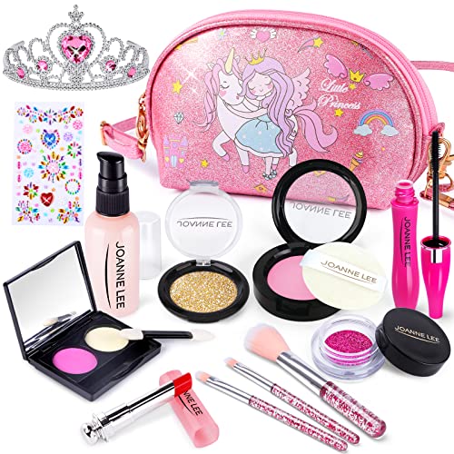 OCATO Pretend Makeup for Girls Kids Makeup Kit for Girl Play Makeup for Toddlers Makeup Play Set with Shiny Cosmetics Bag Birthday Xmas Gift Fake Makeup Toys for Girls Age 3, 4, 5, 6 (Not Real Makeup)
