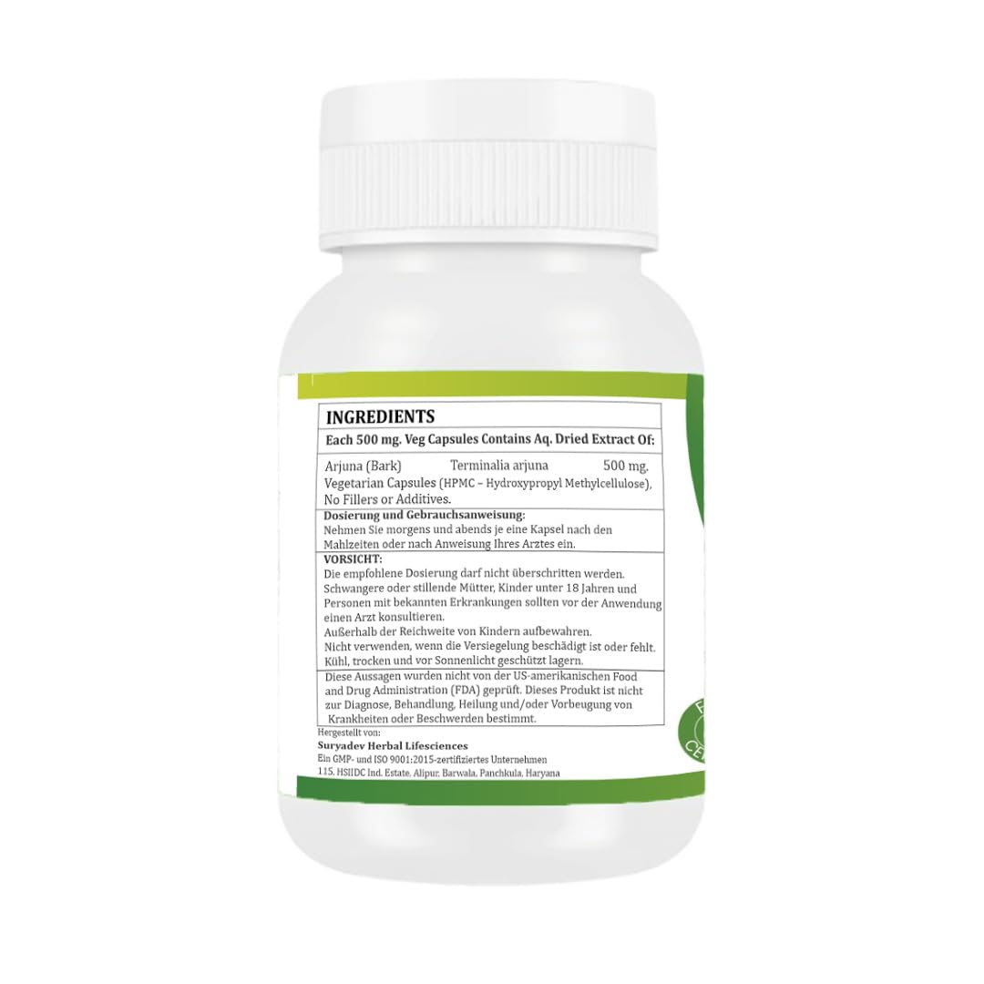 Arjuna Kapseln 500 mg | 4er Pack (240 pflanzliche Kapseln) | Terminalia Arjuna Extrakt | Herzgesundheit & Kreislauf | Natürliche Ayurveda Ergänzung