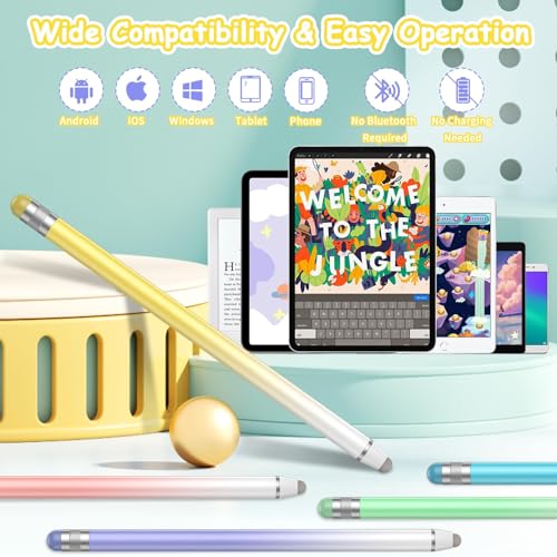Universal Stylus Pens for Touch Screens (5 Pcs), High Sensitivity Fiber Tips, Compatible with Apple/iPhone/iPad/iOS/Android/Samsung Tablets and All Capacitive Touch Screens (Gradient Multi-Color) - Thumbnail 5