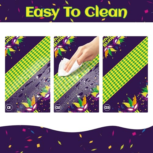 Image of Childom Mardi Gras Decorations,3 Pack Disposable Plastic Tablecloths for Rectangle Table 54 inch x 108 inch Mardi Gras Tablecloths for Party Decor,Table Cloths for Birthday,Home,Dinner,Carnival,Party Supplies