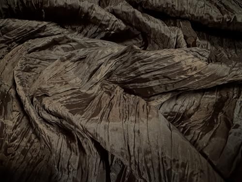 Tissu tissé en taffetas froissé au mètre – Uni – Marron