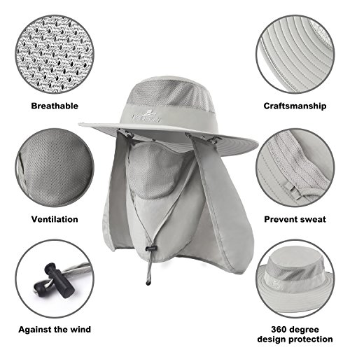 Koolsoly Fishing Hat,Sun Cap With Upf 50+ Sun Protection And Neck Flap,For Man And Women Light Grey thumb #2