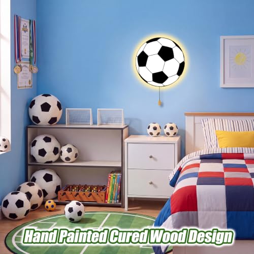 Image of Aurelema Soccer Night Light Wall Lamp Sleeping Nursery Lighting Cute Floating Battery Operated Hanging Lamp for Baby Boys Girls Bedroom Room Nursery Wall Decorations