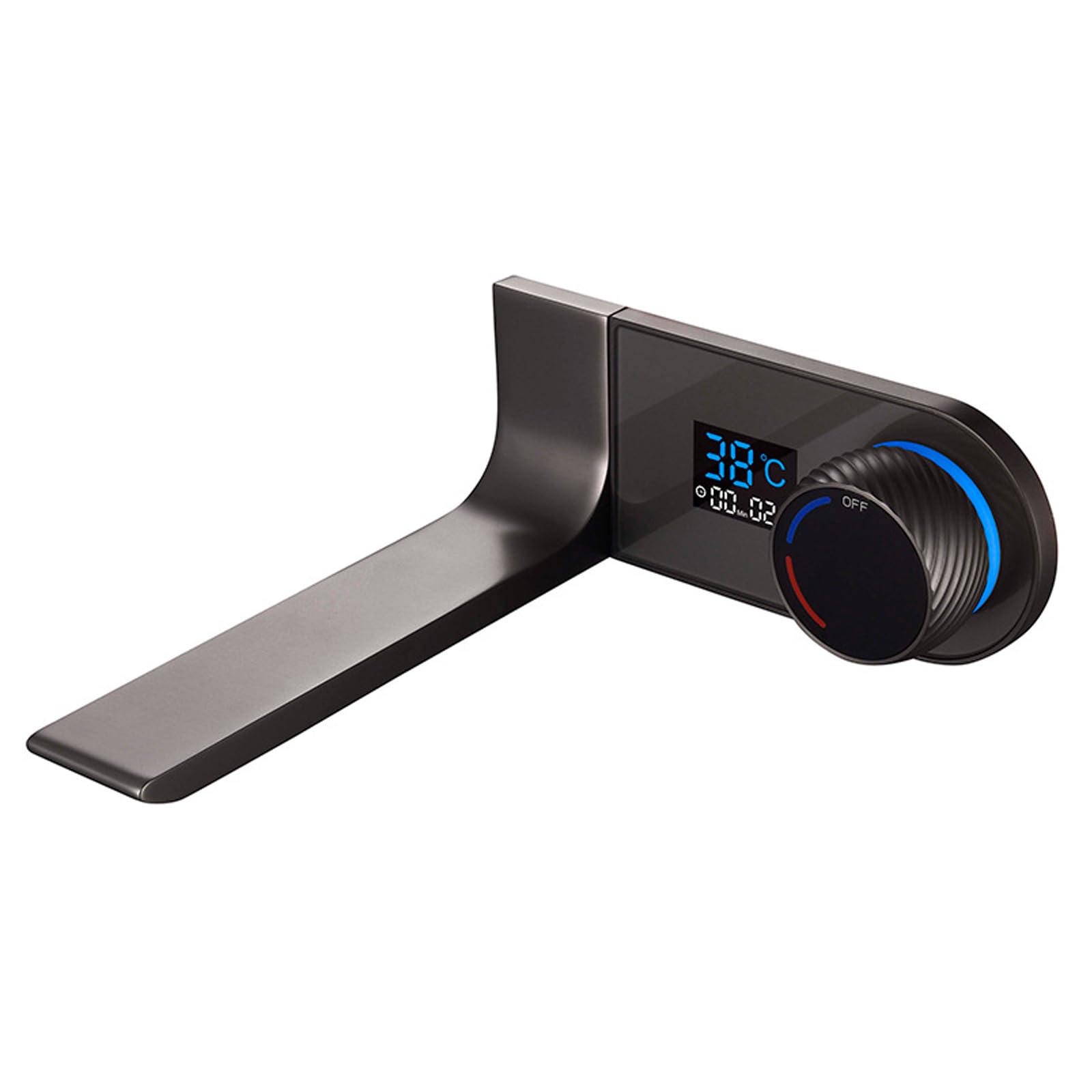 Jruia Grey Modern Wall Mounted Bathroom Faucet, Black Kitchen Faucet, Hot Cold Water Supply, Sink Faucet With Digital Display,