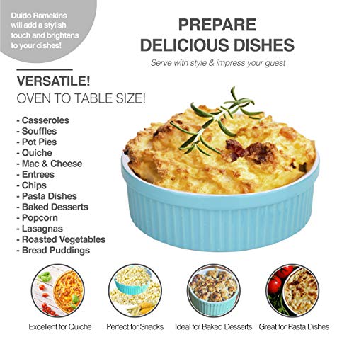 Souffle Dish Ramekins for Baking – 48 Oz, 1.5 Quart Large Ceramic Oven Safe Round Fluted Bowl with Mini Condiment Spoon for Soufflé Pot Pie Casserole Pasta Roasted Vegetables Desserts (Aqua/Green) - Thumbnail 6