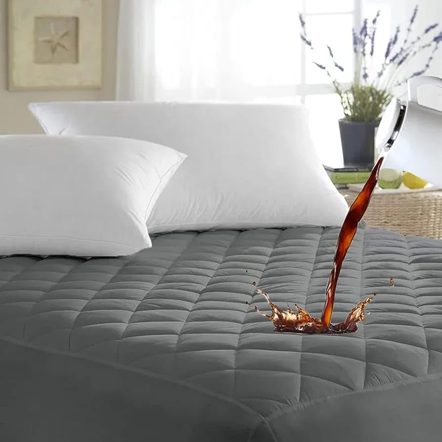 Fitted Quilted Mattress Protector 72 x 78 Inch, Heavy Quality Waterproof Mattress Cover, Cotton Feel Fabric with PU Coated Membrane, Diamond Quilting, for 12 Inch Mattress | Coffee | Grey-image-17