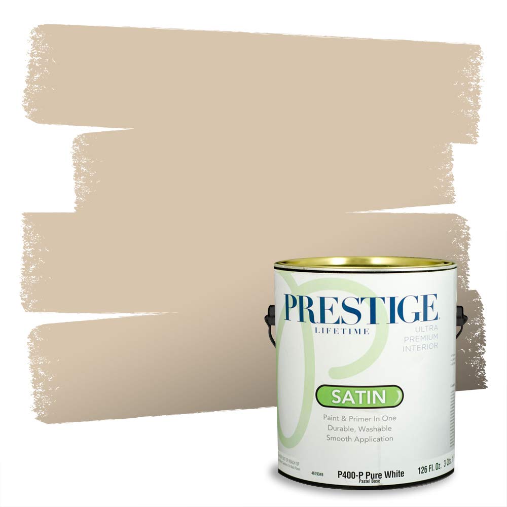 PRESTIGE Paints Interior Paint and Primer In One, 1-Gallon, Satin, Comparable Match of Sherwin Williams* Kilim Beige*