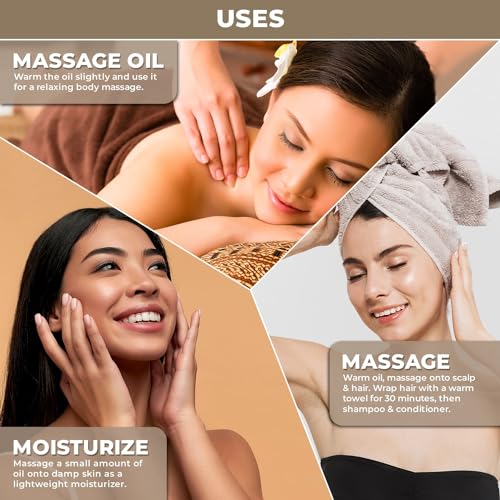 Image of USDA Organic Grapeseed Oil - 100% Pure, Cold-Pressed, Non-GMO - Ideal Massage Oil, Face Oil, Hair Care, Skin Moisturizer - Best Grape Seed Oil for Skin & Hair - 1 Fl oz