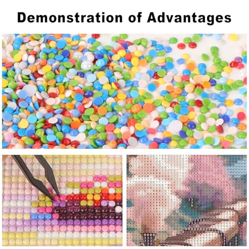 Image of Diamond Art Painting Kits for Adults, Vintage Steam Train 5D Diamond Painting Dots Art Kits for Beginners, Cherry Blossom DIY Full Round Gem Crystal Art Paint by Diamond, Home Wall Decor 12x 16 in
