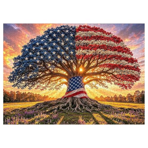 Puzzle patriótico de 1000 piezas con diseño artístico de la bandera americana para el hogar