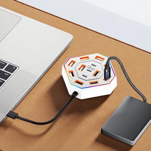 Concentrador USB funcional de 13 puertos y luces RGB para universidad 3