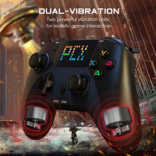 Forty4 Wireless Gaming Controller, Led Dots Display Bluetooth Gaming Controller, Programmable M, Dual Vibration Gamepad, Compatible With Android, Ios, Switch, Ps3, Windows Pc #TOP3