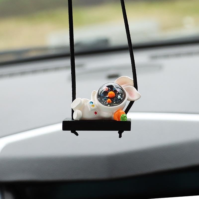 Image of YOURKARTS.COM Cartoon Hanging Ashtronaut Ornament for Car - Rearview Mirror Pendant Swing Toy | Cute Dashboard Decoration for Car, Home, Office or Garden | Fun Decorative Gift Item
