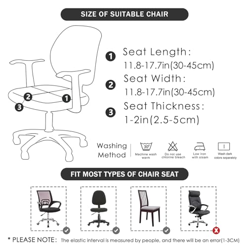 Image of FORCHEER Office Desk Chair Seat Covers Water Resistant Jacquard Computer Chair Seat Cushion Slipcovers-Grey