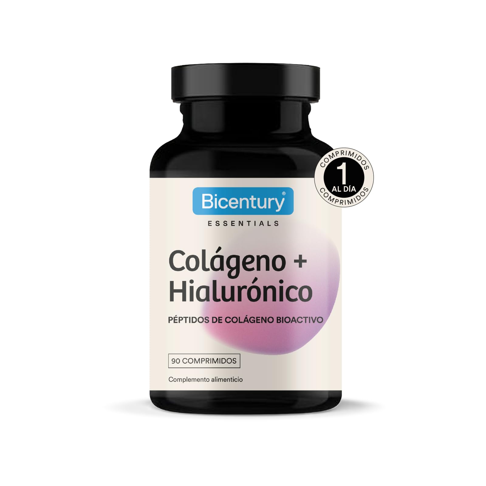 Bicentury Colágeno Ácido Hialurónico - Complemento Alimenticio con Péptidos de Colágeno Bioactivo, Ácido Hialurónico, 2 vitaminas y 2 minerales, 90 comprimidos