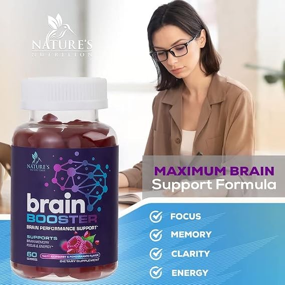 Brain Supplement for Memory & Focus with Nootropics to Support Concentration & Mental Clarity - Cognitive Support & Accuracy with Vitamins B6, B12, Folate & Phosphatidylserine - 60 Gummies