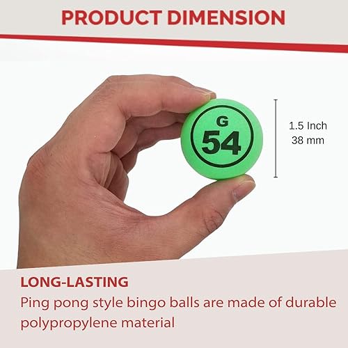 Miniatura 11 de MR CHIPS Bolas de bingo profesionales de 1.5 pulgadas (1.496 in), color blanco, doble número, bolas de repuesto estilo ping pong para jaulas