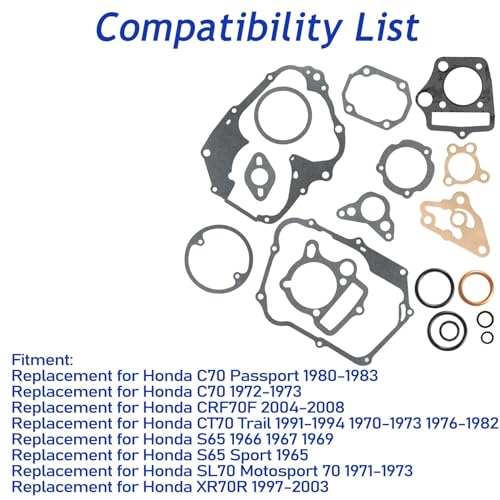 Image of Silscvtt Engine Gasket Set and Seals Kit Replacement for Honda S65 | Replacement for ATC70 C70 CT70 SL70 XR70R