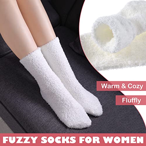 Image of LINEMIN Womens Fuzzy Socks Cozy Fluffy Winter Warm Slipper Socks Microfiber Soft Home Sleeping Socks