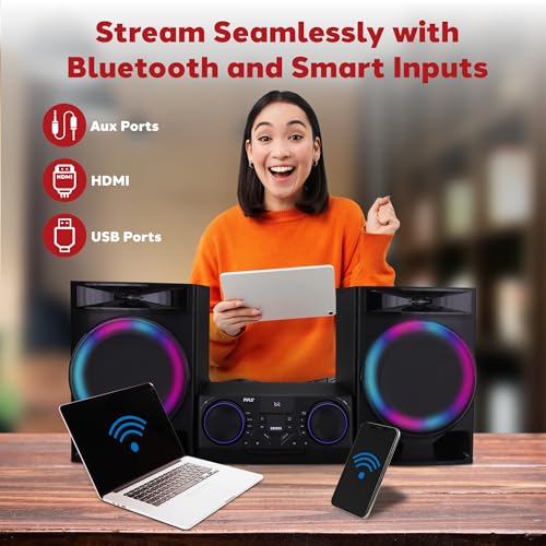 image for Pyle Mini Hi-Fi Bluetooth Stereo System – 3-Piece CD Player with Spe