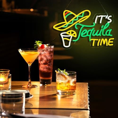 Image of Tequila Neon Sign Mexican Tequila LED Neon Light USB Powered Dimmable Man Cave Cafe Bistro Club Party Beer Bar Restaurant Decor(16.3x11.2 Inch)