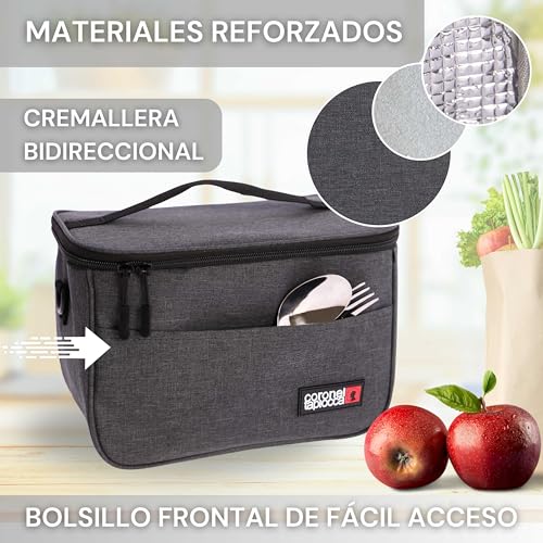 Coronel Tapioca - Borsa Termica Porta Pranzo Sidney Per Viaggio, Picnic, Scuola, Ufficio - Borsa Frigo Piccola - Grigio - 4
