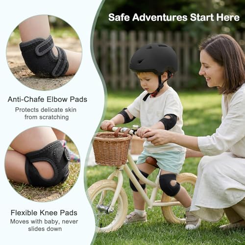 Image of Toddler Helmet and Knee Pads Set for 1-3 Years Old, Kids Bike Helmets with Toddler Knee Pads and Elbow Pads Set, Adjustable Baby Helmet for Balance Bike, Scooter, Tricycle, Bicycle