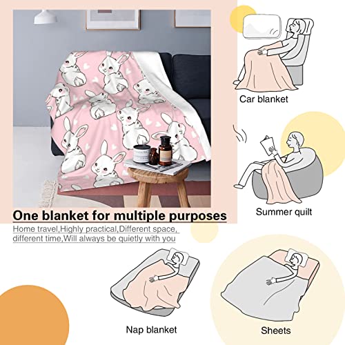 Image of Bunny Blanket 50 inchx60 inch - Cartoon Rabbit Flannel Fleece Throw Blanket Ultra Soft Warm for Living Room Bedroom Sofa Couch, Cozy Bed Blanket for Girls Kids Adults